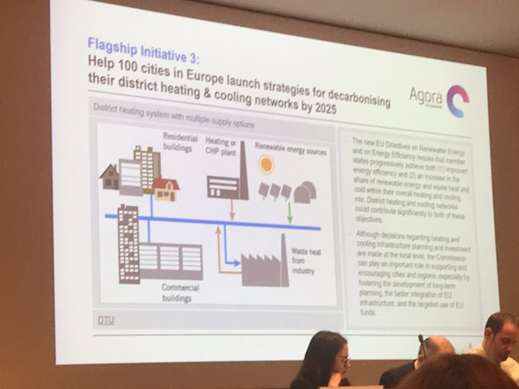 aprovaggi's tweet photo. Matthias Buck from @AgoraEW putting forward 5 EU flagship initiatives among which 100 cities with decarbonised #districtheating #IPM19 #Eufores #GreenNewDeal @TimmermansEU @Energy4Europe https://t.co/z4G3yNkqaH
