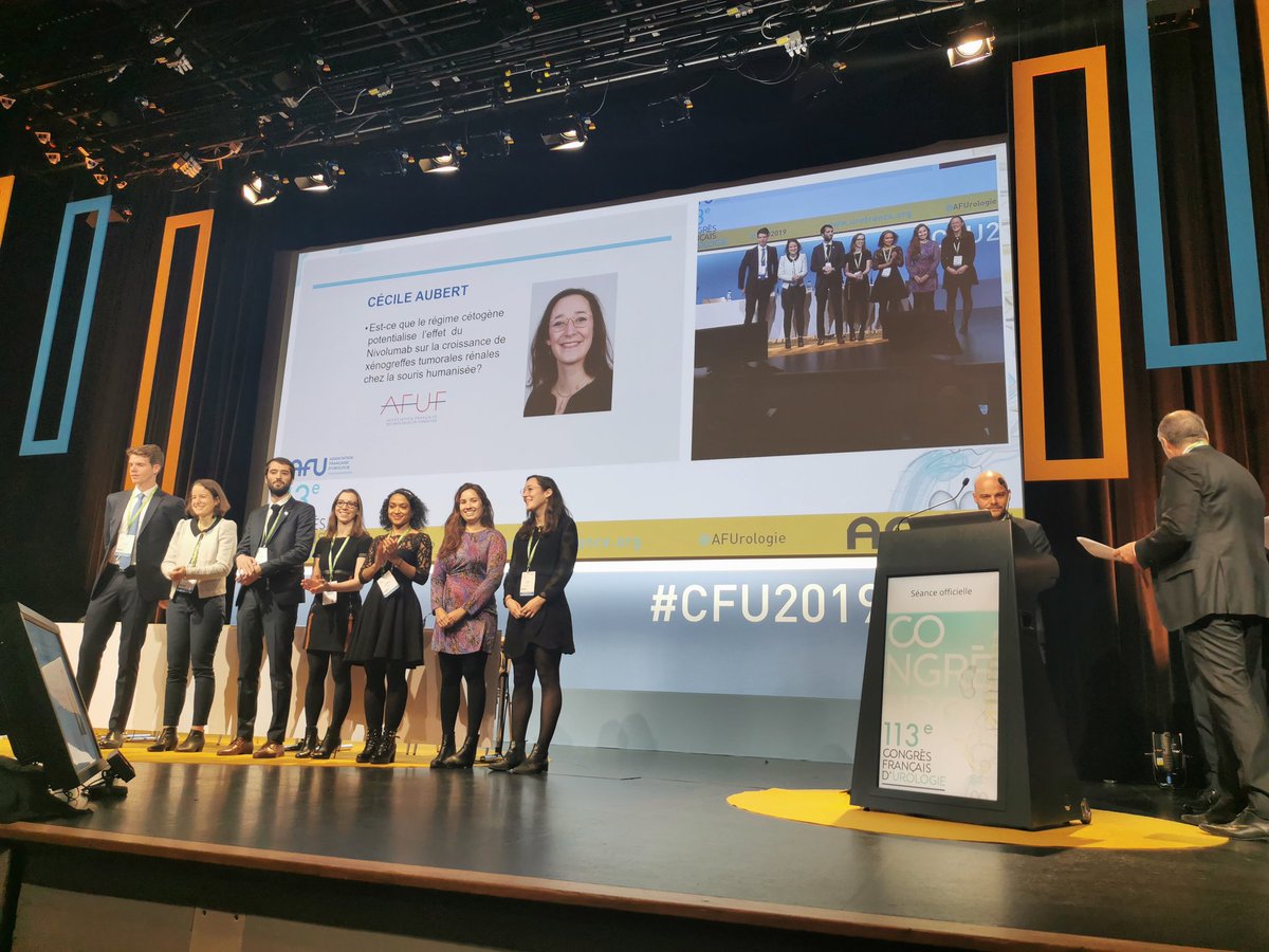 Bravo à @Ccile_Aubert pour son projet! L'@afufuro est fière de te remettre une bourse de recherche de l'@AFUrologie pendant la séance officielle du #CFU2019