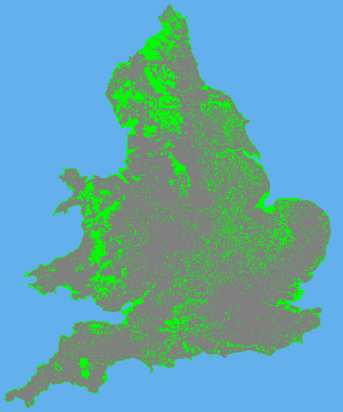cadcorp's tweet photo. #30DayMapChallenge - Day 22 - Built Environment. 1km squares (156243 in total) of England showing where there is at least one residential address (as defined by @GeoPlaceLLP #Addressbase). Grey indicates where addresses are present #CadcorpSIS #GIS https://t.co/LYqpu2xupQ