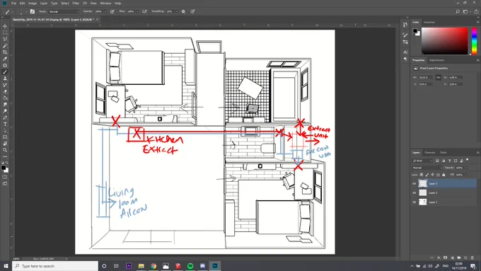 As you can see I got a bit carried away with how Otachan's ventilation/bathroom extraction system could actually function. (Don't blame me old Architecture habits kicking in) (3/4) 