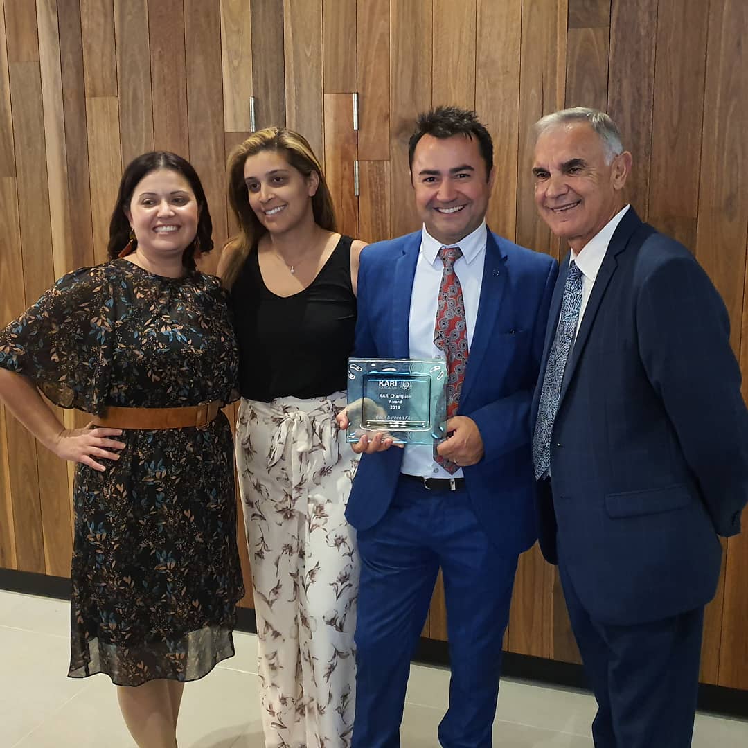 CainSlater1's tweet photo. Last night I had the privilege to name our first joint KARI Champion Award winners. Bekir and Ireena Kilic not just deserving winners, great friends and mentors. #champions #kari #proit https://t.co/DBJFZ5dHZo