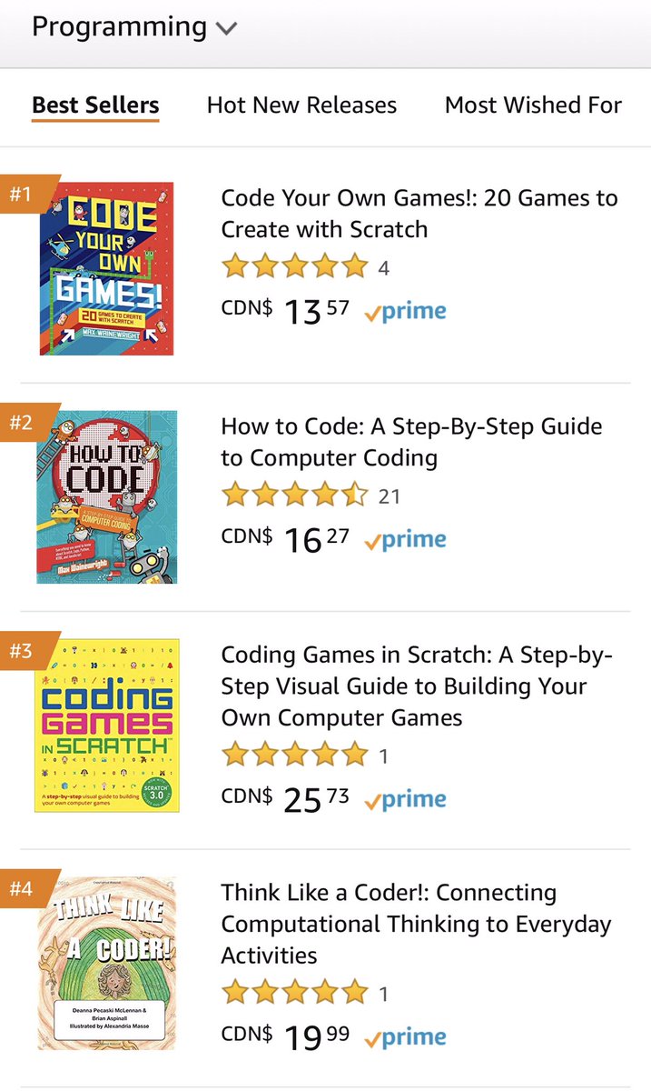 mraspinall's tweet image. Woohoo! Think Like A Coder is at the number four spot in Programming Best Sellers today! #CodeBreaker #JoyfulMath 

Grab your copy here! @McLennan1977 

amazon.ca/gp/bestsellers…