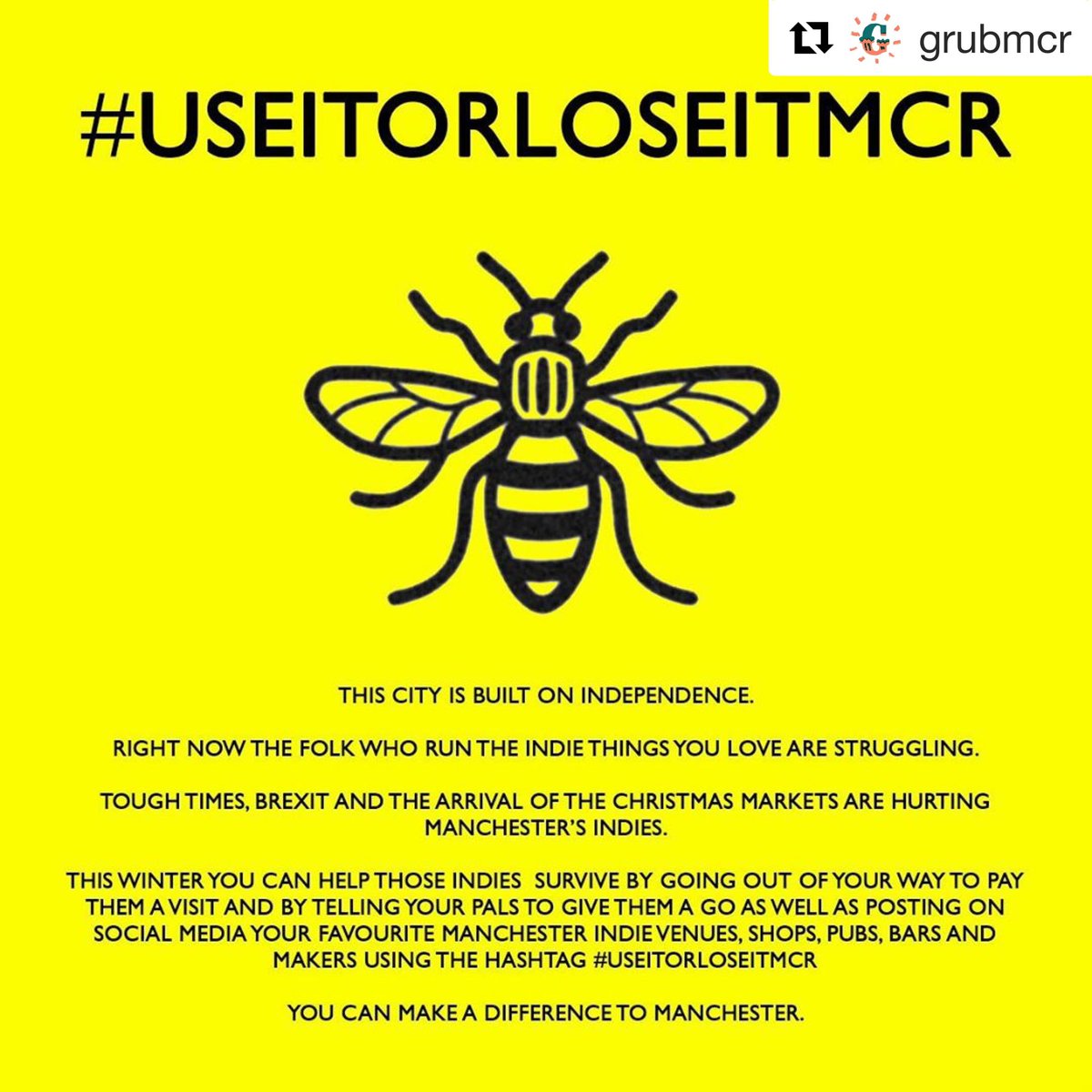 Support our local #Manchester and #greateanchester #indie #localbusinesses this season!
Nobody wants something they could get in their own town so grab a #oneoff #unique gift or experience from our many excellent #local seller! #buylocal #useitorloseitmcr #shoplocal #chrismasgift