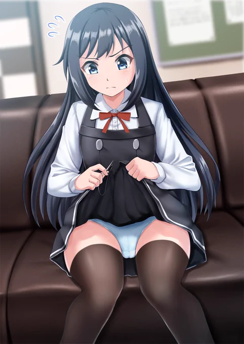 艦これ 
破れたスカートを直すのに必死な朝潮ちゃん

荒潮「集中しすぎて周りが見えてないわね～♡」
提督 > このまま眺めているのもいいか
     そっとしておこう 