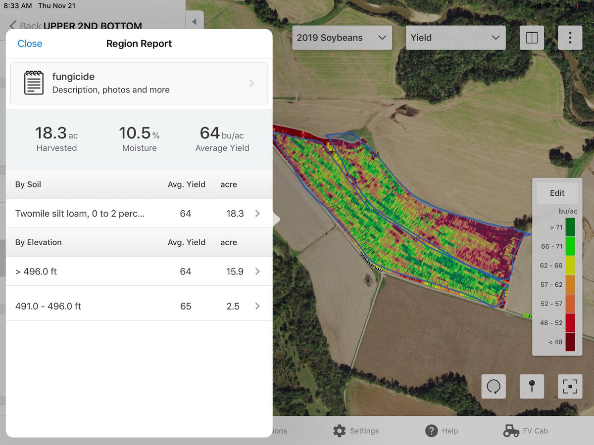 channelseed7's tweet image. Interesting to pull the data through @FieldView on a field of soybeans in East Central, MO. We tested #Delaro Fungicide on beans. Higher test weight on soybeans as well. Grower commented that in the clay/gumbo/sand, seemed like it helped the beans yield more. #GatewayPrecisionAg