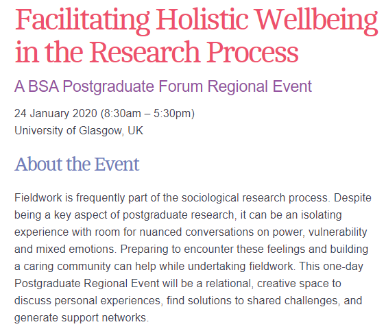 The BSA (@britsoci) on Twitter photo Book now for 'Facilitating Holistic Wellbeing in the Research Process', a <a href="/BSAPGForum/">BSA PG Forum</a> event ow.ly/Hbg850xgZhr Book now for 'Facilitating Holistic Wellbeing in the Research Process', a <a href="/BSAPGForum/">BSA PG Forum</a> event ow.ly/Hbg850xgZhr