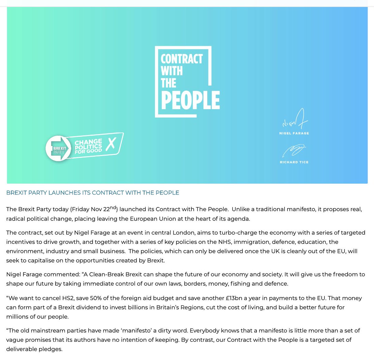 BrexitPress's tweet image. BREXIT PARTY LAUNCHES ITS CONTRACT WITH THE PEOPLE

Press release: thebrexitparty.org/brexit-party-l…

The contract in full: thebrexitparty.org/wp-content/upl…