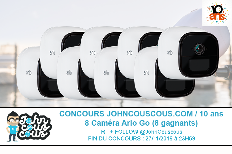JohnCouscous's tweet photo. @wootbox_fr 🎮2ème #concours des 10 ans : des caméras Arlo Go à gagner (offertes par @arlosmarthome)

🎁8 caméras Arlo Go
👉RT + Follow @JohnCouscous
👍8 gagnants
⏱️Fin du concours le 27/11
🌍Plus d'infos : https://t.co/18RW2n0rjP https://t.co/oZgXos5ldw