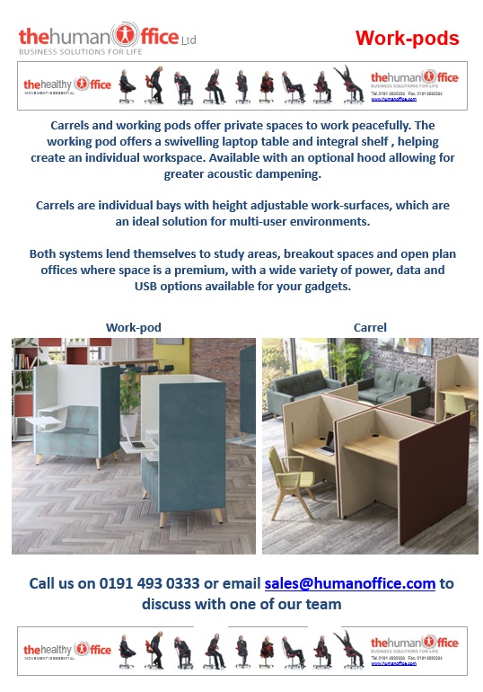 TheHuman_Office's tweet photo. Work-Pods and Carrels offer an ideal solution for private workspace. The are various fabrics and finishes available ensuring a stylish aesthetic too. Give us a call to discuss. #Workplace #Workplacedesign #WorkplaceWellbeing https://t.co/UXpwNwAx2r