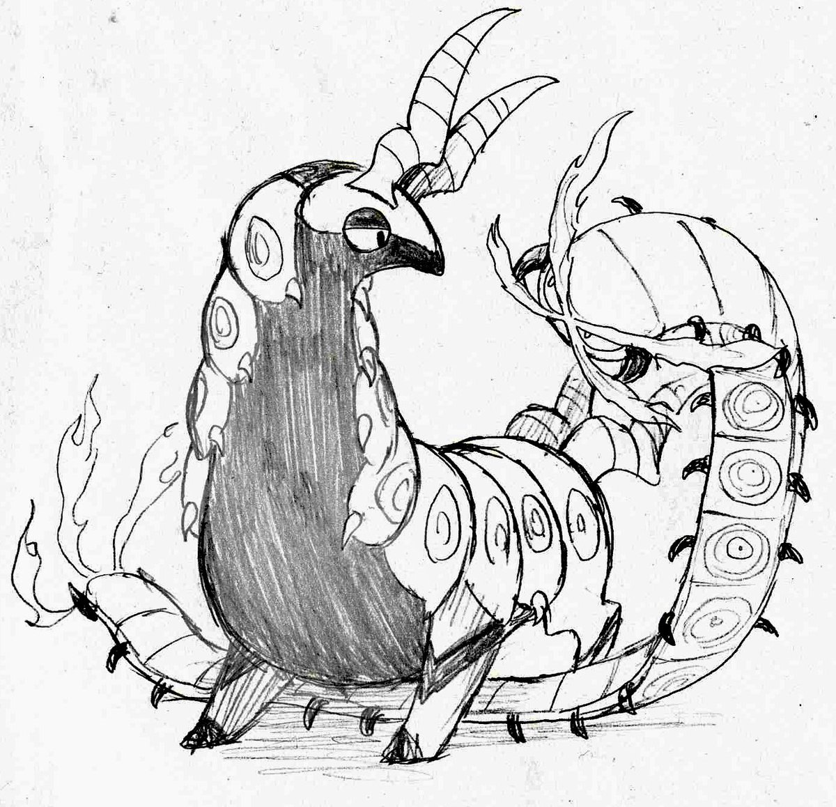 天色鮫 Skeb募集中 בטוויטר リクエストより ペンドラー マルヤクデ せっかくなので新ポケのヤスデの子も一緒に ムカデのモンスター作れと言われペンドラーのデザインを思いつくのは控えめに言って神だと思う でも新ポケの子のデザインも好きです