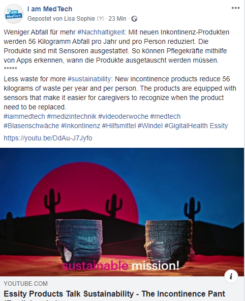 BVMed's tweet photo. Unser #MedTech-Video der Woche:
Weniger Abfall für mehr #Nachhaltigkeit: Mit neuen #Inkontinenz-Produkten werden 56 Kilogramm Abfall pro Jahr und pro Person reduziert.
https://t.co/ssNzha92YF
..
#iammedtech #videoderwoche @Essity_DE https://t.co/bIlPqdjeY1