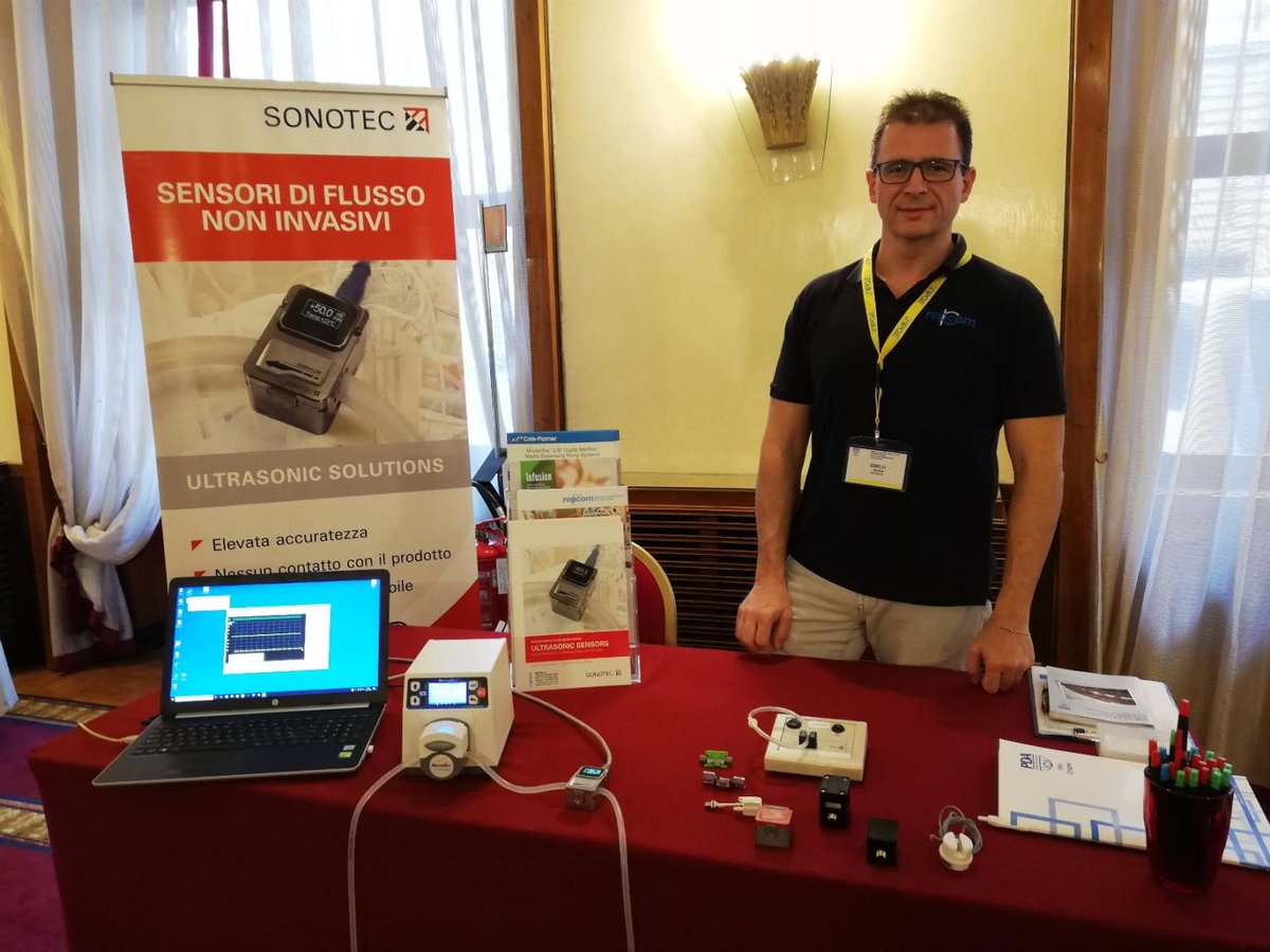 SONOTEC's tweet image. The Sinle-Use Congress of the Italian #PDA Chapter is well underway. Meet Andrea Gibelli &amp;amp; his team from #REPCOM in #Rome and learn sth. about our sustainable sensor solutions for single-use technologies. #SUT #Biotech #Pharma #SONOTEC
