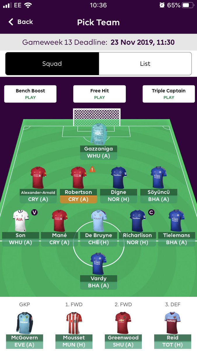 fpl_team_weekly's tweet photo. Horray the break is over.... we are back to it with this lot for #teamoftheweek.

Ric (c) boom! https://t.co/NOUir4evGy