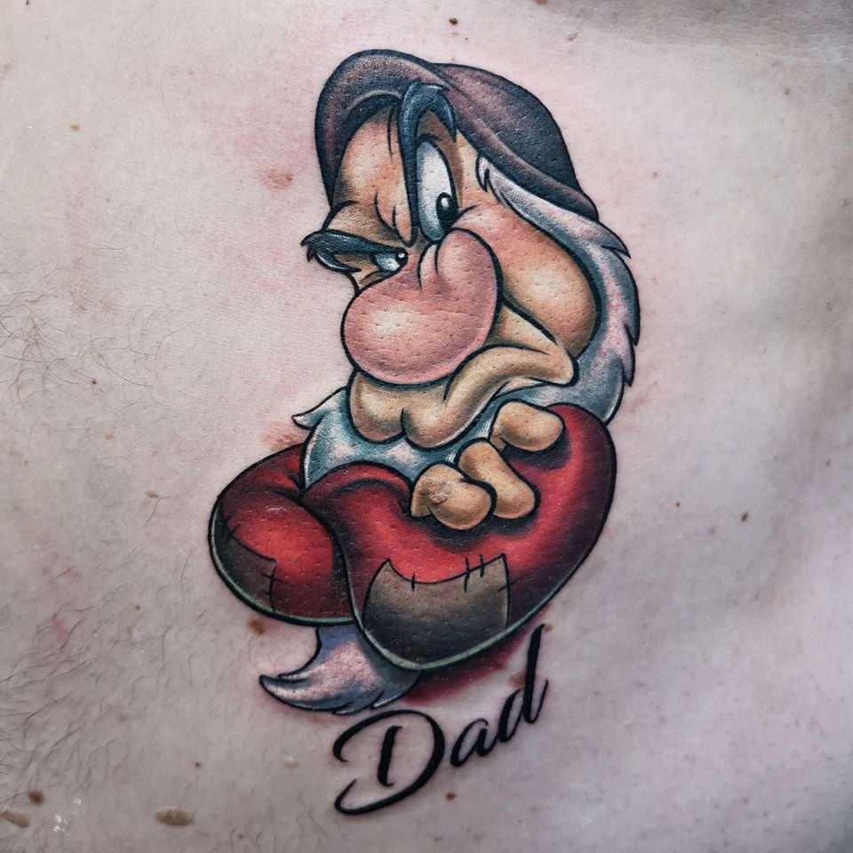 StudioIv on X: loved doing this #grumpy #disneytattoo #tatts #inked  #sevendwarfs #snowwhite #disney #classic #tattoos #studioiv  t.coKpKj83srjM  X
