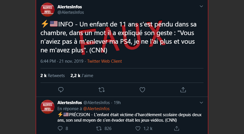 FAKE_Investiga's tweet image. ❌ Encore une fois, il s'agit d'une "info" inventée de toutes pièces.

➡️ Arrêtez de suivre ou de RT ce compte. Les "infos" qui y sont partagées (souvent fausses ou déformées) ne le sont que pour faire du RT. Et visiblement, ça fonctionne...