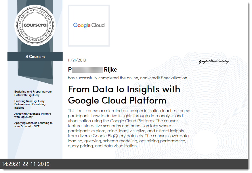 SQLBonus's tweet image. I completed From Data to Insights with Google Cloud Platform! #GCPChallenge19 @Coursera @GoogleCloud