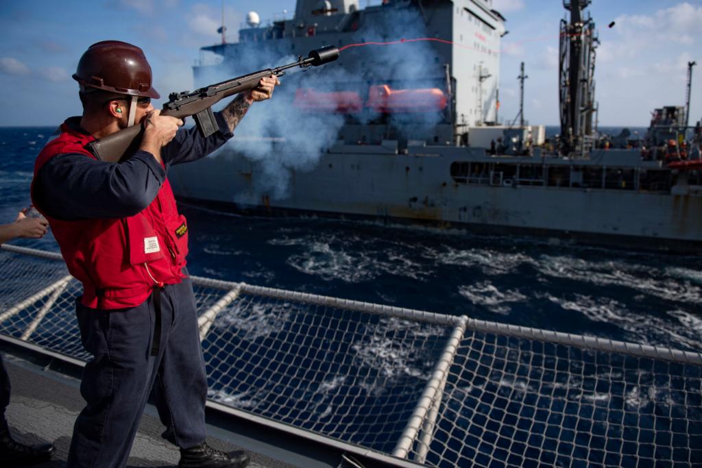 Maintaining freedom in an area crucial for global trade, #USSGabrielleGiffords continues to operate in the #SouthChinaSea and maintain #NavyReadiness alongside allied and partner nations by conducting routine operations. #FreeandOpenIndoPacific