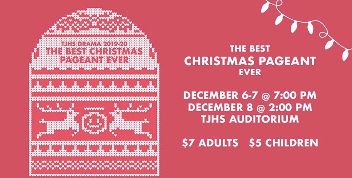 TJHSDramaDept's tweet photo. 🎄🎭Remember to save the dates for the drama departments winter show, The Best Christmas Pageant Ever. The cast and crew have been working really hard to put this together and would love to see you there! 🎭🎄 https://t.co/NI5Mq1rVPf