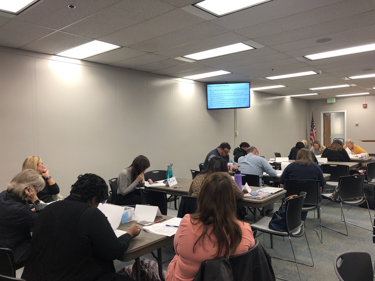 CBGBuchanan's tweet photo. District leaders taking and discussing the Pre-ACT before analyzing the data to identify student strengths and misconceptions. @JEFCOED #ReadWriteTalkDo https://t.co/2DHeez1iIB