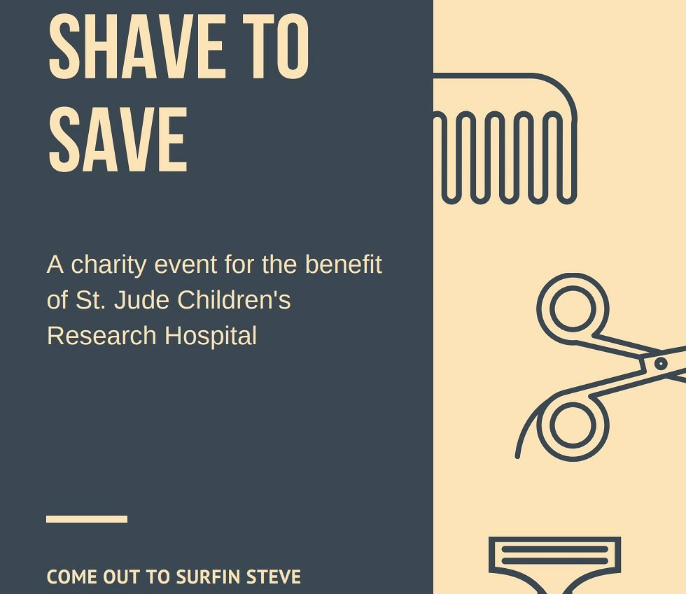 The big day has finally arrived!!!

Come see our top 3 participants buzz it all off by Surfin' Steve from 11-1 today! 

Lastly we'd like to thank every person that generously donated to this great cause. Any donation goes a long way! #StJude #SFAIFC #SFATKE
