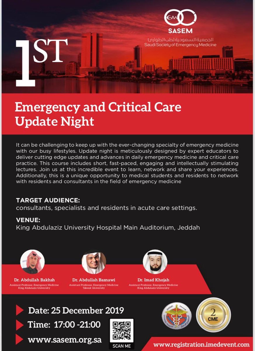The 1st Emergency and Critical Care Update Night, register now via sasem.org.sa