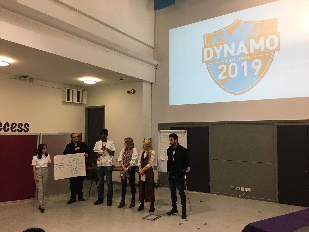 iamWilliamKing's tweet photo. .@NestPortsmouth x @portsmouthuni #DynamoChallenge pitches underway. 2 challenges 1) introducing a #circulareconomy approach to dealing with @Pompey match day waste 2) increasing women’s involvement in football. https://t.co/XrH9zLiGlv