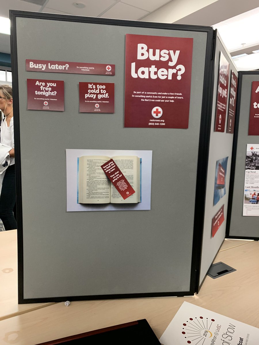 CreateAthonUSC's tweet image. Congratulations to the @RedCrossSC team for winning Best of Show during our CreateAthon Awards last night! The team went above and beyond to develop a strategic ad campaign and create radio PSAs that will be used to increase the number of Red Cross volunteers. #CreateUofSC19