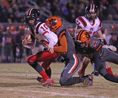 bdtigerfootball's tweet photo. 2 days to JM.
2 Tigers have over 100 tackles on the season - Austin Yates (126) and Kyler Cornwell (112). There are 7 Tigers with at least 2 tackles for loss, led by Jake Johnson with 9, and 7 with at least 2 sacks, led by Yuri Smaltz/Matthew Basala (tied with six). #PTR #BeatJM https://t.co/P15i0WW98G