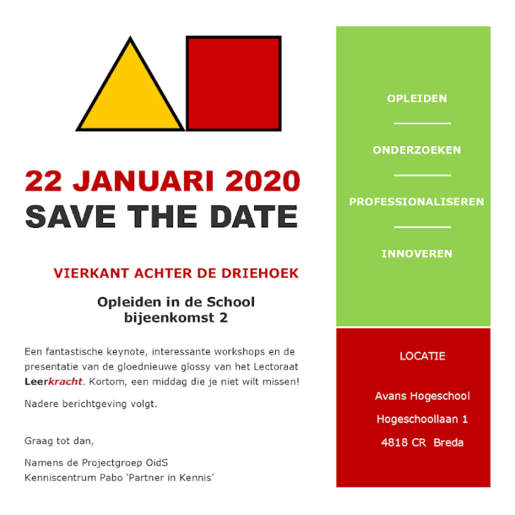 PaboAvans's tweet photo. Sta jij op 22 januari ook Vierkant achter de Driehoek? Miranda Timmermans @MiraTimm (lector Pabo Avans Hogeschool) wel!  
#onderwijs #samenopleiden #OidS #basisonderwijs #leerkracht #avans #pabo #basisschool https://t.co/H4CDTiqWlA