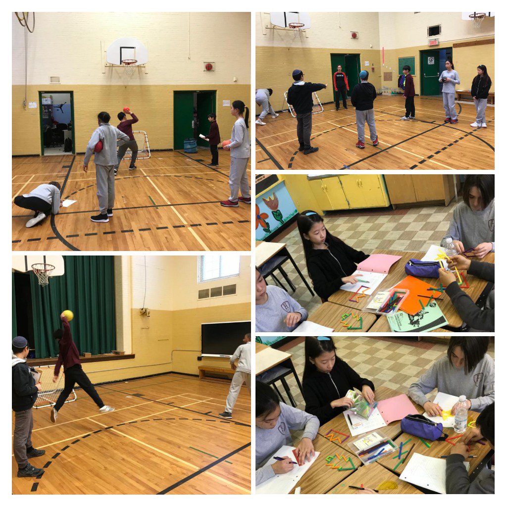 Student's in Ms.Devan's class getting some hands on learning about angles in both the gym and classroom.