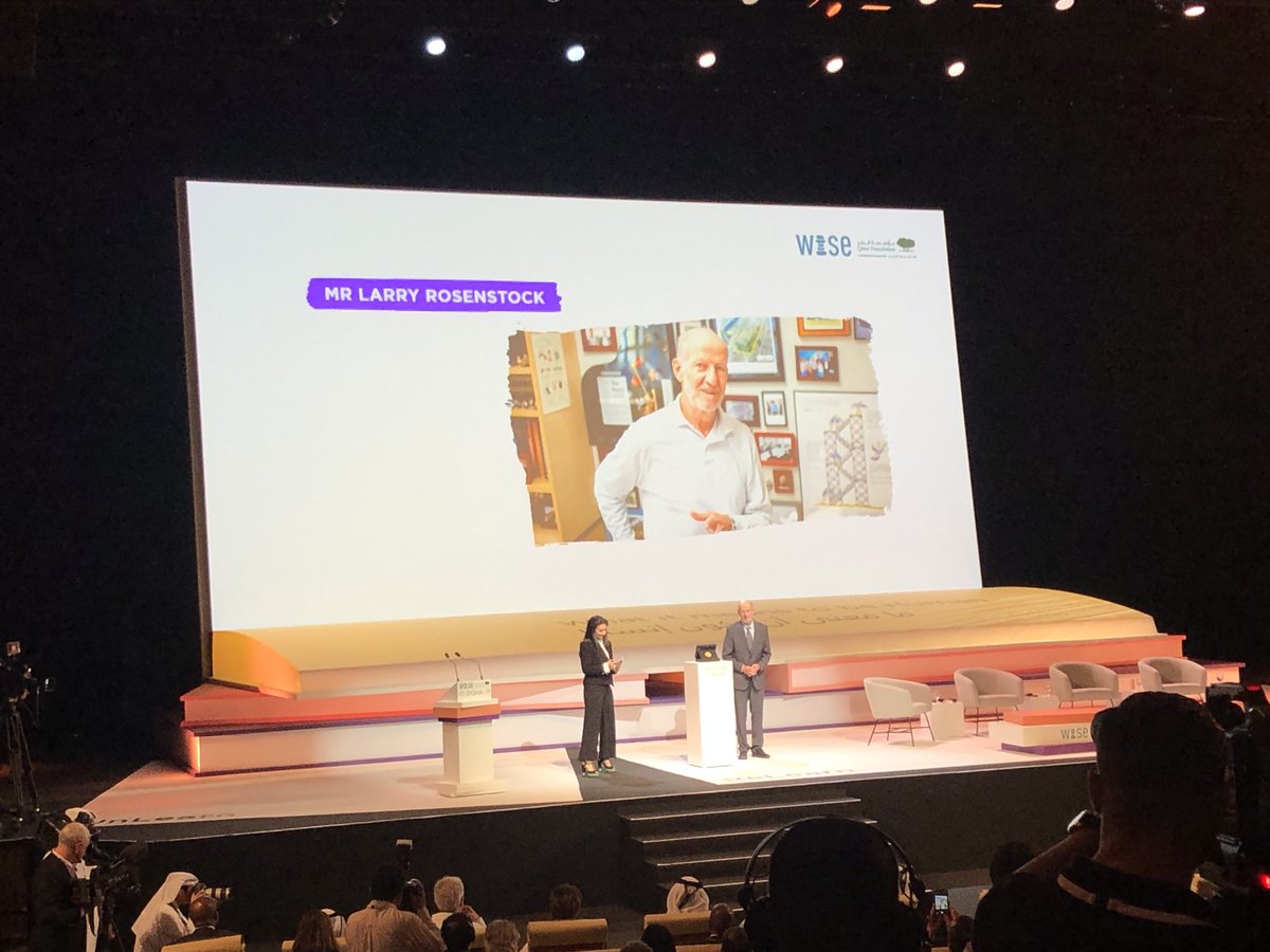 Congratulations to Larry Rosenstock ⁦@hightechhigh⁩ the #WISEPrize 2019 Laureate #WISE19 #LearningPlanet