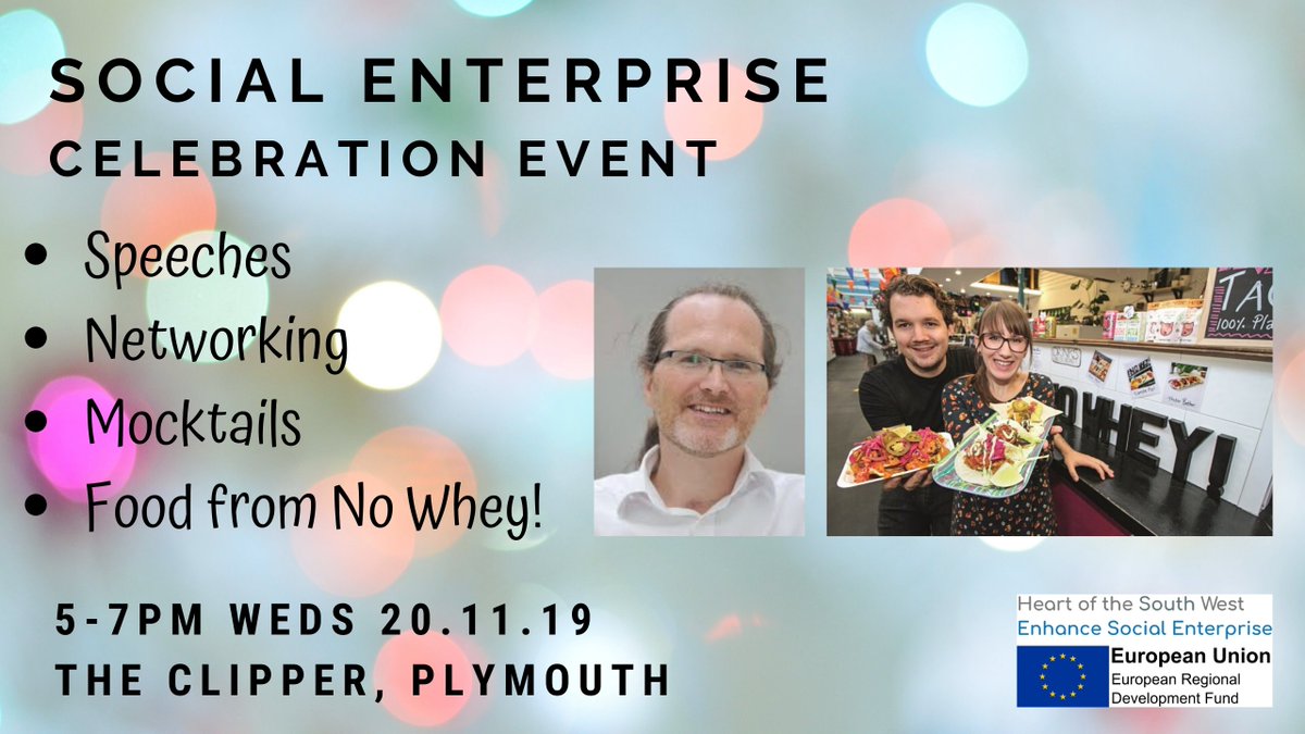 HotSW Enhance SE (@erdf_enhance) on Twitter photo Last chance to book on tonight's event where you will get to hear <a href="/garethhart/">Gareth Hart</a> from @PlymSocEnt & <a href="/IridescentIdeas/">Iridescent Ideas CIC</a>
talk about #inclusivegrowth & mingle with people in the #socent community over mocktails and food from
<a href="/nowheyplymouth/">No Whey! Plymouth!</a> Register here bit.ly/2CRNjBp Last chance to book on tonight's event where you will get to hear <a href="/garethhart/">Gareth Hart</a> from @PlymSocEnt & <a href="/IridescentIdeas/">Iridescent Ideas CIC</a>
talk about #inclusivegrowth & mingle with people in the #socent community over mocktails and food from
<a href="/nowheyplymouth/">No Whey! Plymouth!</a> Register here bit.ly/2CRNjBp