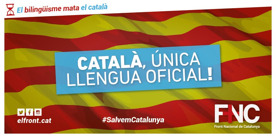 🔵El bilingüisme promogut pel Processisme mata la llengua. Calen mesures de promoció a la feina, escola i lleure per fer del #CatalàÚnicaLlenguaOficial 

A l'escola i al Parlament sempre en català! 

🔵El <a href="/FNCatalunya/">Front Nacional de Catalunya</a> farà del #català la llengua de tots, del progrés i la cohesió.
