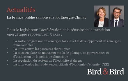 La loi relative à l'énergie et au climat du 8 novembre 2019 vient d'être publiée au Journal Officiel. Nos associés Sibylle Weiler et <a href="/borismartor/">MARTOR BORIS</a> vous présentent ses principales mesures #LoiEnergie