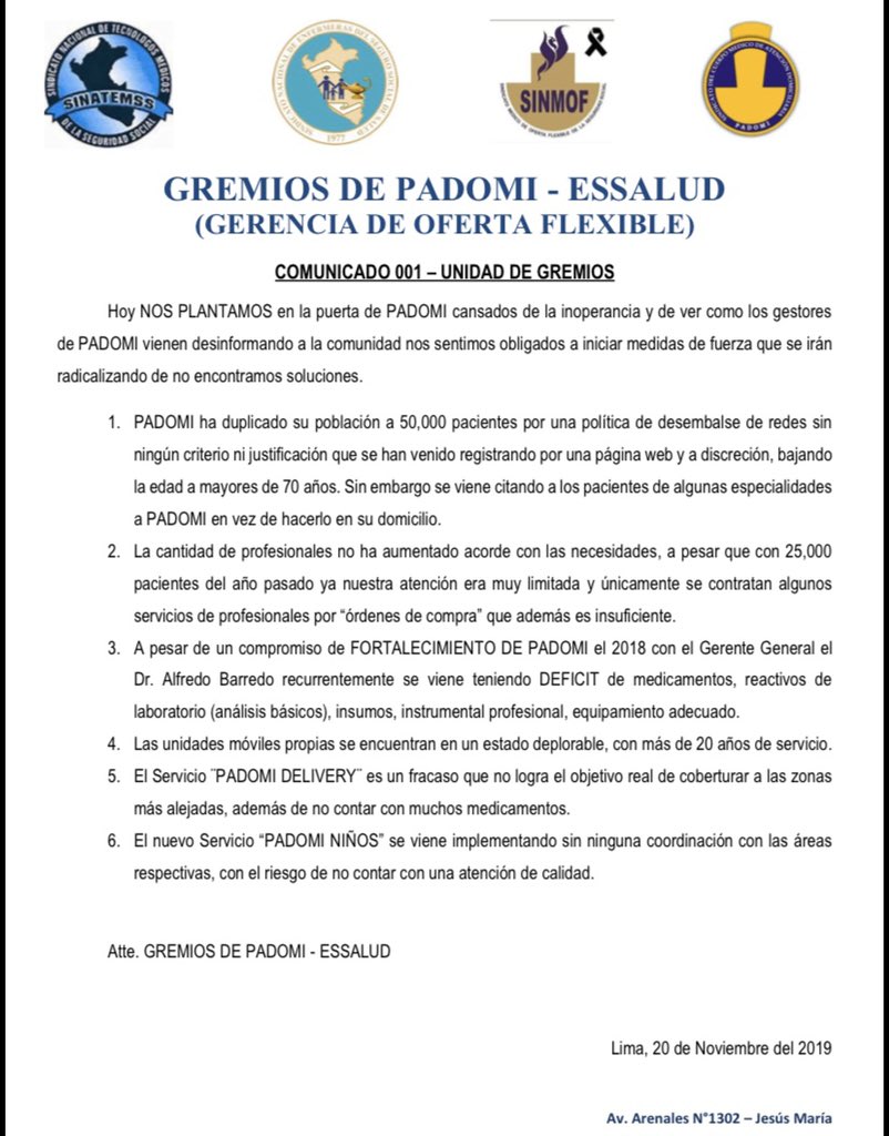 sinatemssgof's tweet photo. Hoy #20N plantón en PADOMI ESSALUD @EsSaludPeru @MTPE_Peru @FioreMolinelli por la pésima administración en perjuicio de nuestros adultos mayores. @cgt_peru @MartinVizcarraC @OITAmericas @Defensoria_Peru @FiscaliaPeru @congresoperu @SinatemssPeru @FedCut @sinamssop @SinesssPeru https://t.co/9cqo7777E5