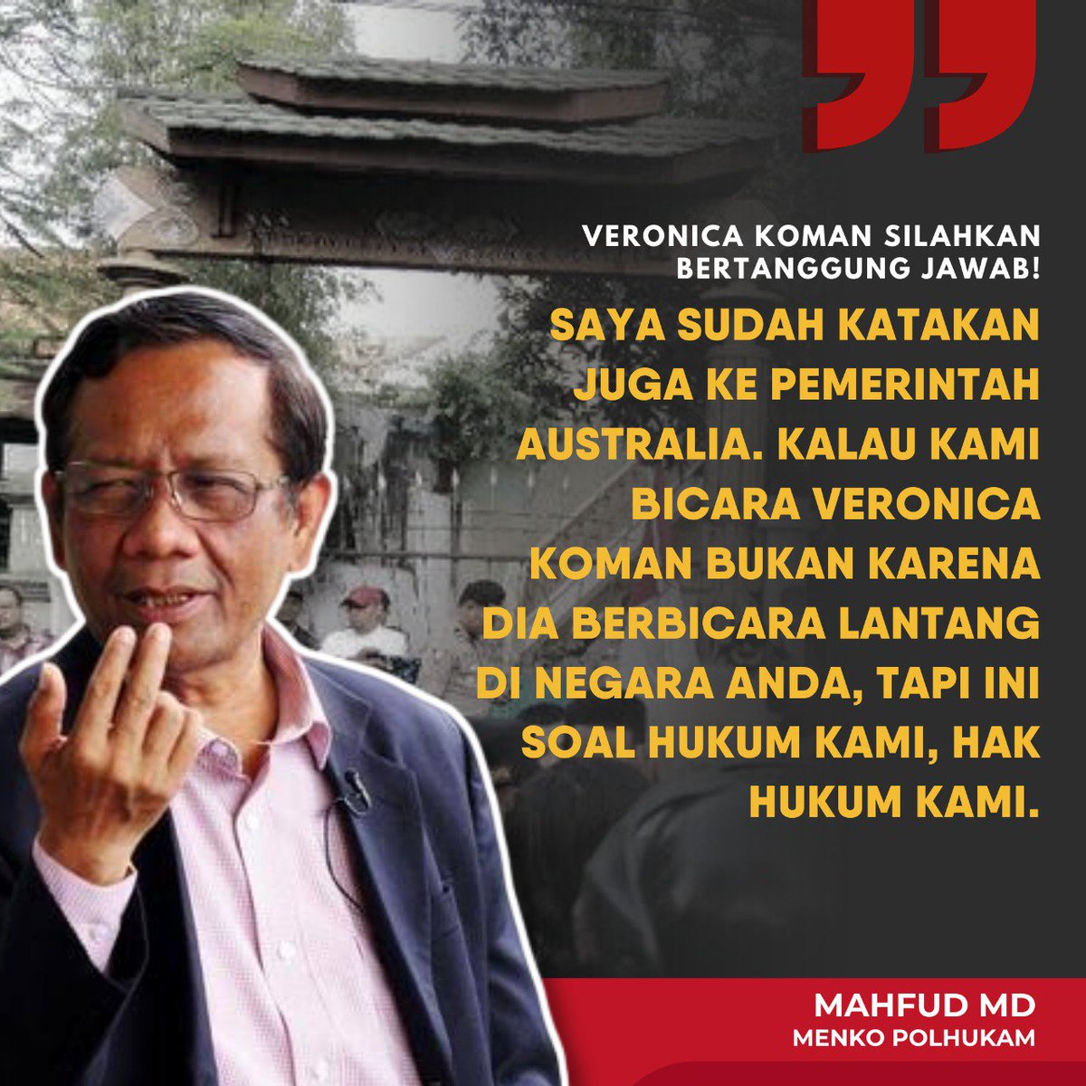 amrudinnejad_'s tweet photo. Pak @PolhukamRI Prof @mohmahfudmd Tegas !!!

Jangan pernah halangi Pemerintah Indonesia untuk menegakkan hukum, jangan hanya karena membela Provokator hubungan yang selama ini baik jadi panas. @ajunsii @BadjaNuswantara @WahabisLokal @narkosun @TaliUdeng @permadiaktivis https://t.co/awEuHFmSV6