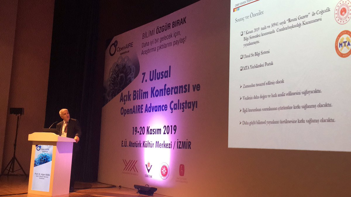 openscience_tr's tweet photo. “Su Araştırmaları ve Açık Veri” | Prof. Dr. Alper BABA - Rektör Yardımcısı, İzmir Yüksek Teknoloji Enstitüsü. #AcıkBilim2019 #OpenScience2019 @openaccess_tr https://t.co/WzvluDu8Da