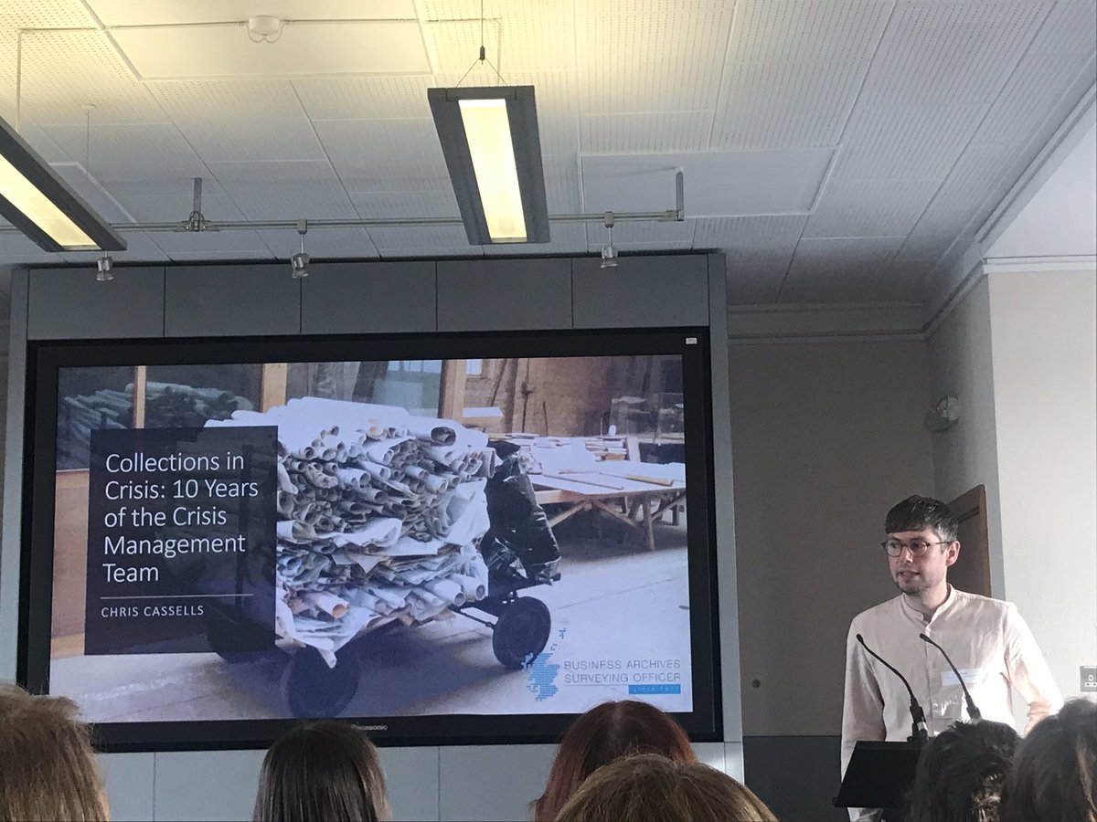 Next up we have the Business Archives Surveying Officer for Scotland, Chris Cassells, on the work of the Crisis Management Team #BAC2019