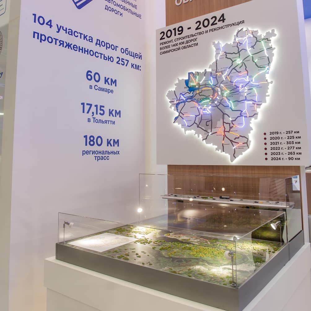 В рамках "Транспортной недели" министр транспорта и автомобильных дорог Самарской области <a href="/I_Pivkin/">Иван Пивкин</a>   на стенде региона доложил министру транспорта РФ Евгению Дитриху о ходе реализации проекта строительства Обхода города Тольятти с мостом через реку Волгу.