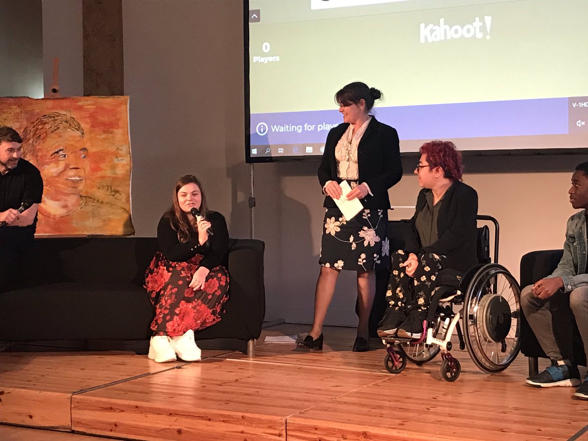 DCU's tweet photo. Our very own Cassie Hunt (@iamcassiehunt) is now on stage with three other student ambassadors from @DkIT_ie @MaynoothUni @AthloneIT quizzing guests at the launch - as well as giving them some great information about what #CollegeConnects can do! https://t.co/3hG7zl0tKz
