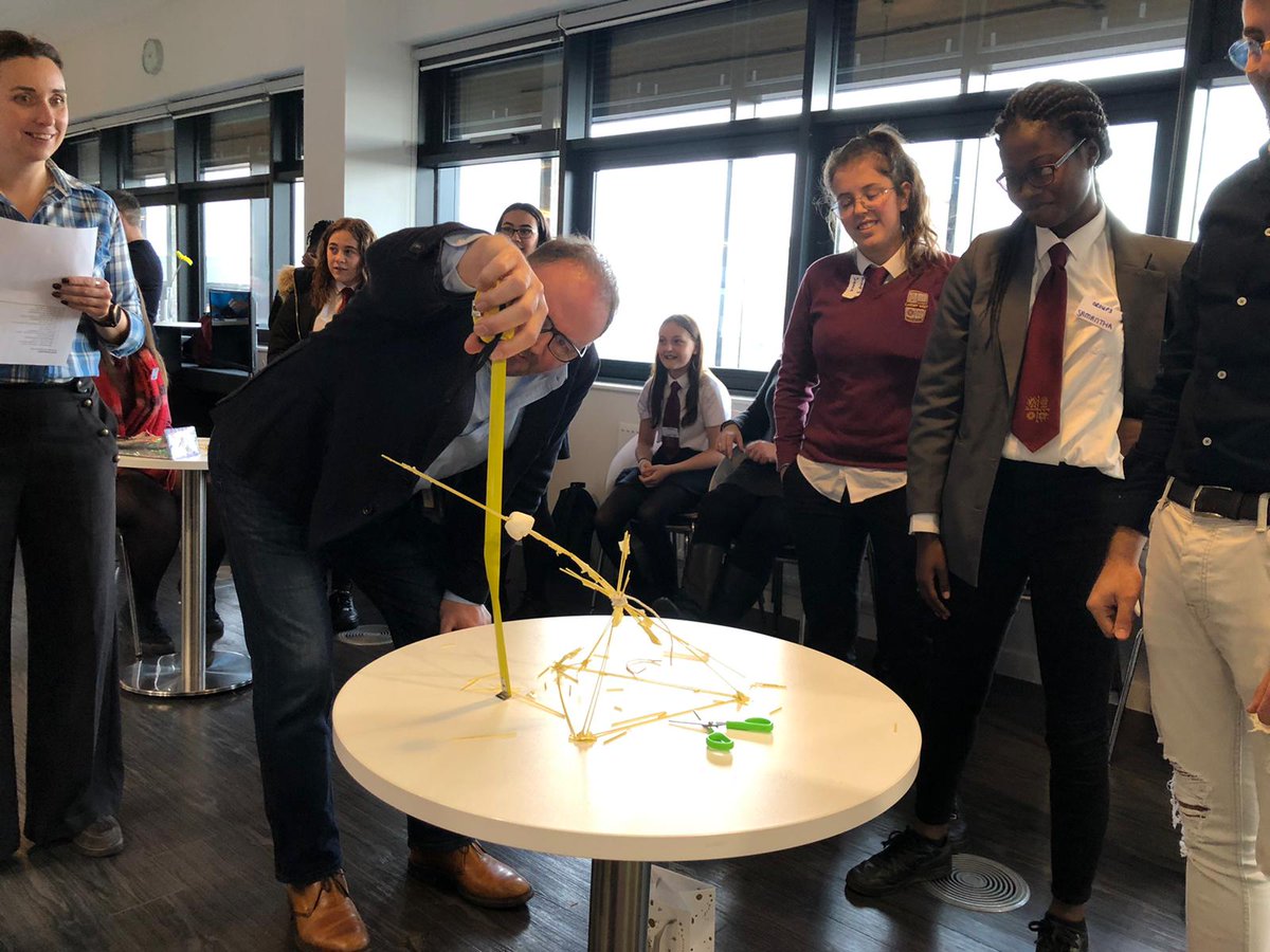 SmartSTEMs's tweet photo. And now....... the marshmallow tower challenge our winner of team had triumphant tower of 38cm #teamwork #STEM4US #CollabIsKey @cardiffbusiness @CardiffWestCHS https://t.co/7DiJfPGTVX