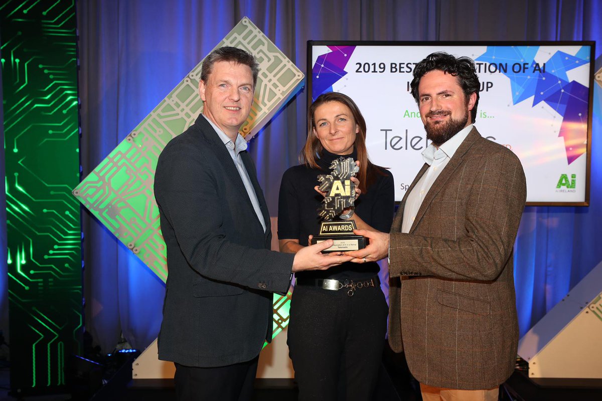 <a href="/telenostic/">Telenostic Limited</a> are the winners on the day.

They take home the trophy for best use of AI in a startup, sponsored by <a href="/AdaptCentre/">The ADAPT Centre</a>

Massive Congratulations to them.

#aiawardsirl #aiireland

@MazarsIreland <a href="/McKesson/">McKesson Corporation</a> <a href="/MHCLawyers/">Mason Hayes & Curran LLP</a> <a href="/AlldusAI/">Alldus International</a> <a href="/Microsoftirl/">Microsoft Ireland</a> <a href="/GeoDirectory_ie/">GeoDirectory</a> <a href="/ISG/">ISG</a> <a href="/IDAIRELAND/">IDA Ireland</a>