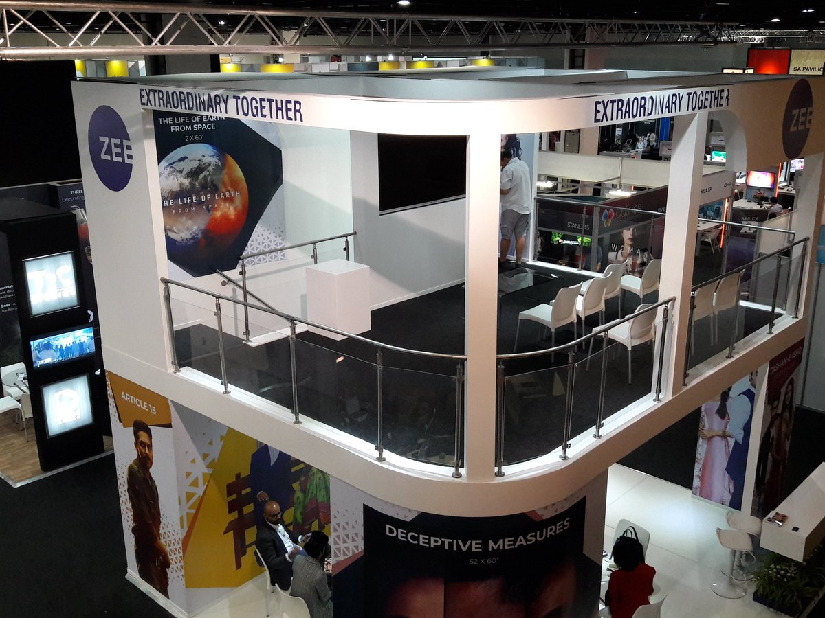 TVwithThinus's tweet photo. FIRST LOOK. The various stands at the #DISCOP2019 TV market on Exhibition Floor 2 of the Sandton Convention Centre. DISCOP moved to the basement level this year with everything that's more compact. The result is that the market space looks fuller/better. https://t.co/liQQaL0OaN