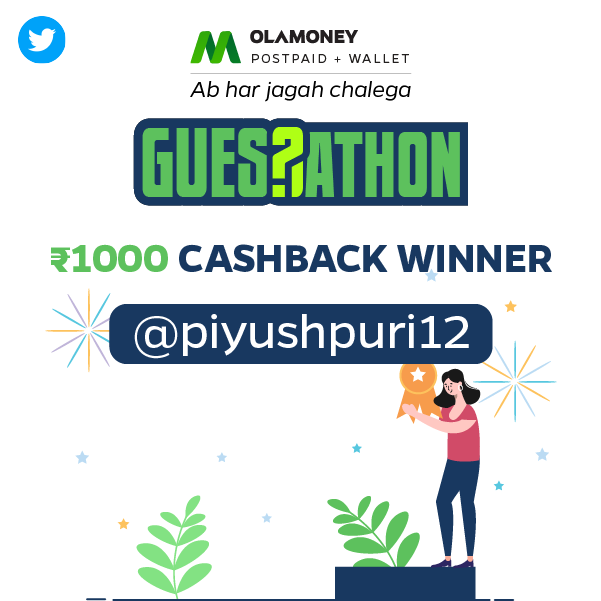 olamoney_in's tweet photo. #Guessathon Announcement: Drum Rolls please!🥁 Presenting 4 lucky WINNERS who get Rs.1000 cashback! Congratulations! 🎉 And thank you participants for making #Guessathon a great success! We are coming up with new contests and huge prizes soon! 🎁 Watch this space for more! 👀 https://t.co/a7HtdRv3tv