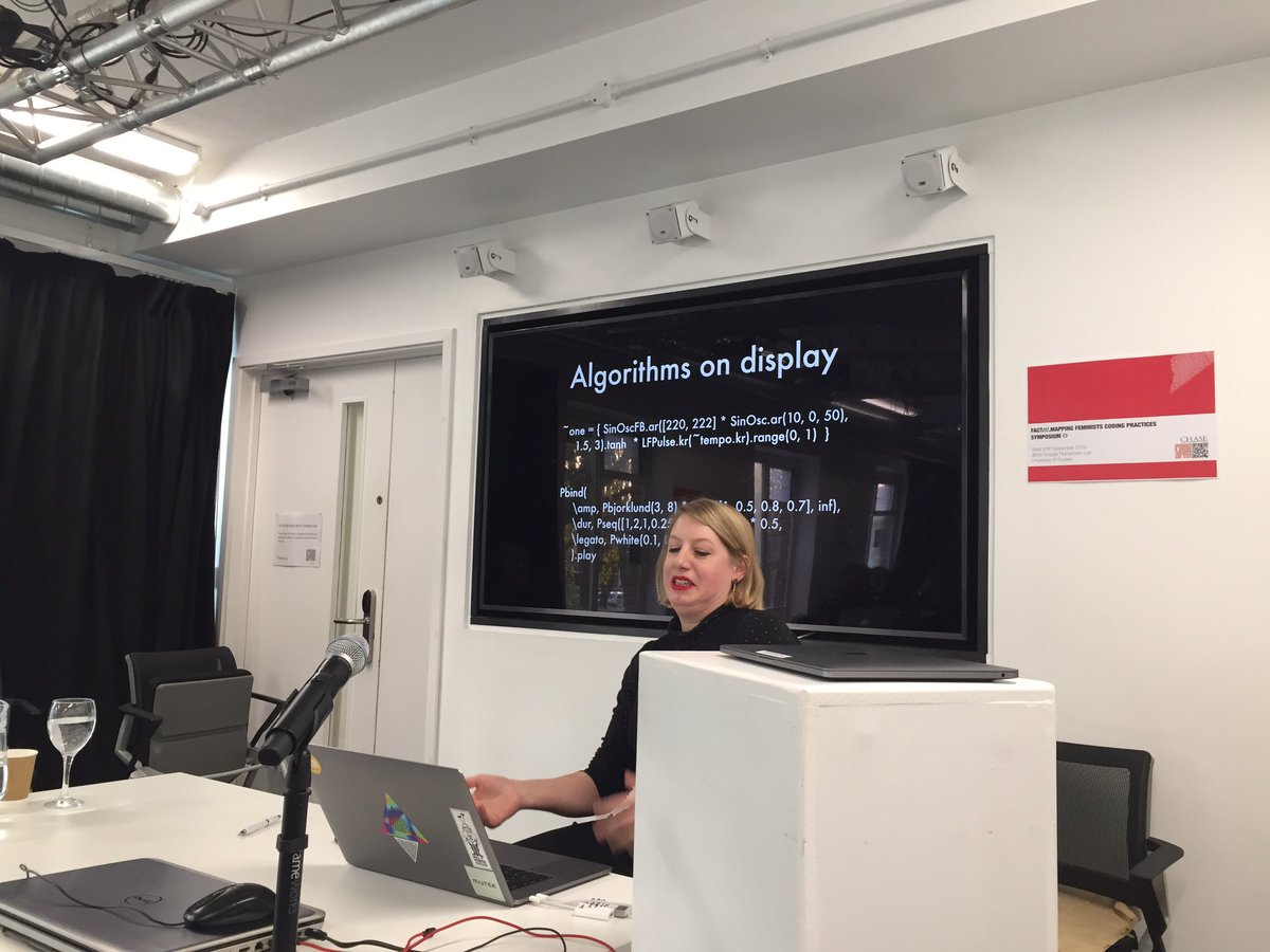 FACT_ntwrk's tweet photo. Live coding is putting your coding on display, it exposes your code but rather than “judging” the code it’s about the performance and the outputs, not “fancy” code that is open for scrutiny. Crashing at gigs is part of it @shelly_knotts #FACTmap https://t.co/UfMFuP1CYn
