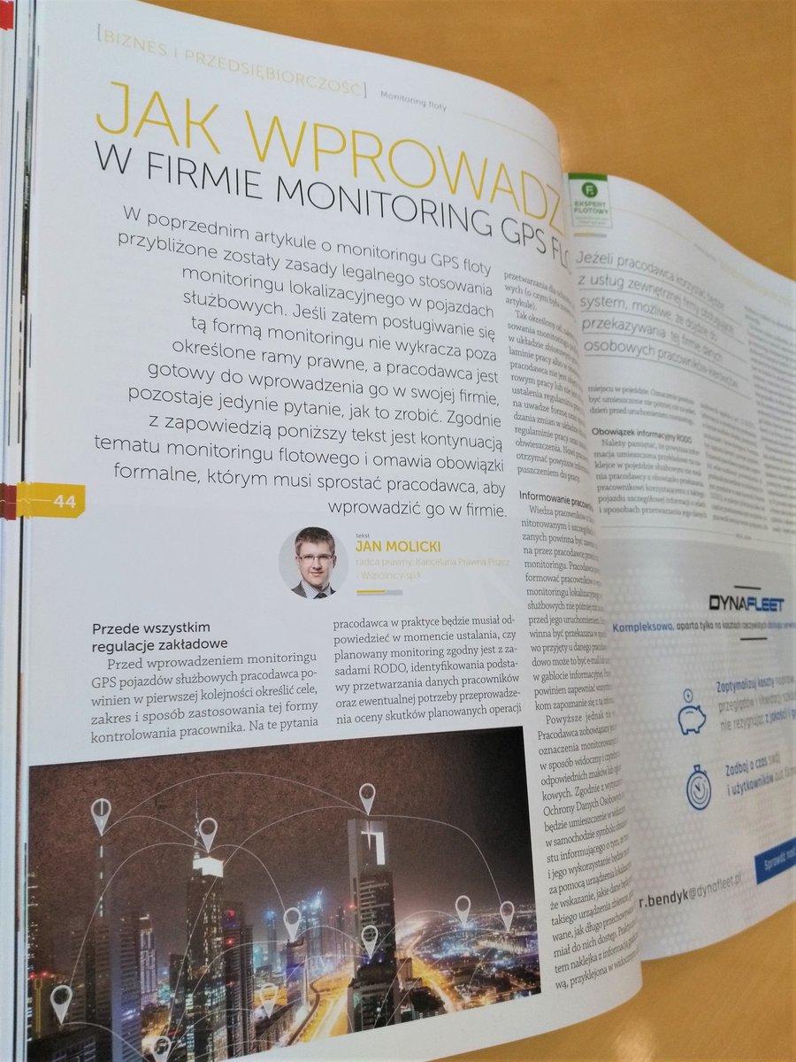 Piszcz_pl's tweet image. Jak wprowadzić #monitoringGPS w firmie, aby był zgodny z prawem? Nasz radca prawny Jan Molicki przybliża zasady legalnego stosowania monitoringu lokalizacyjnego w pojazdach służbowych. Zachęcamy do ciekawej lektury artykułu opublikowanego w najnowszym wydaniu Magazynu FLOTA.