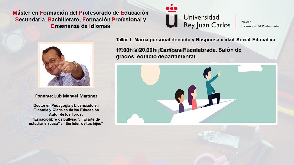 masterprof_urjc's tweet image. Arrancamos la formación complementaria del @masterprof_urjc con @luisma_urjc 
Jueves 21 de noviembre.
No tardes en apuntarte: forms.gle/CwGMvHxemi9EUm…