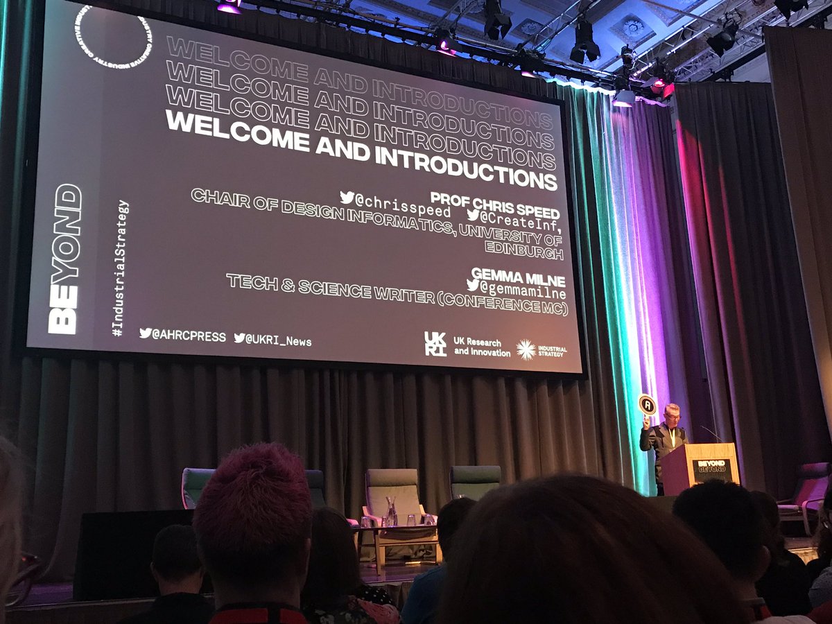 BethSowersby1's tweet image. Great welcome to the Beyond Conference from @chrisspeed @CreateInf #creativeindustries #industrialstrategy #beyondconference#creativityandai #ai @EmmaVWakeling @EIRA_eARC