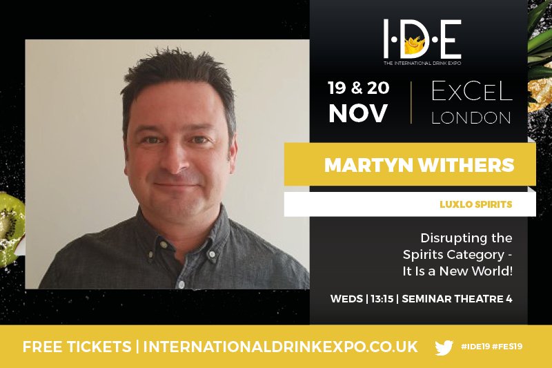 tradedrinksshow's tweet image. In 5 minutes, seminar theatre 4 will welcome Martyn Withers of Luxlo Spirits! He will be leading a seminar about Disrupting the Spirits Category- you don’t want to miss this one! Time to get a shuffle on! #IDE19 #FES19