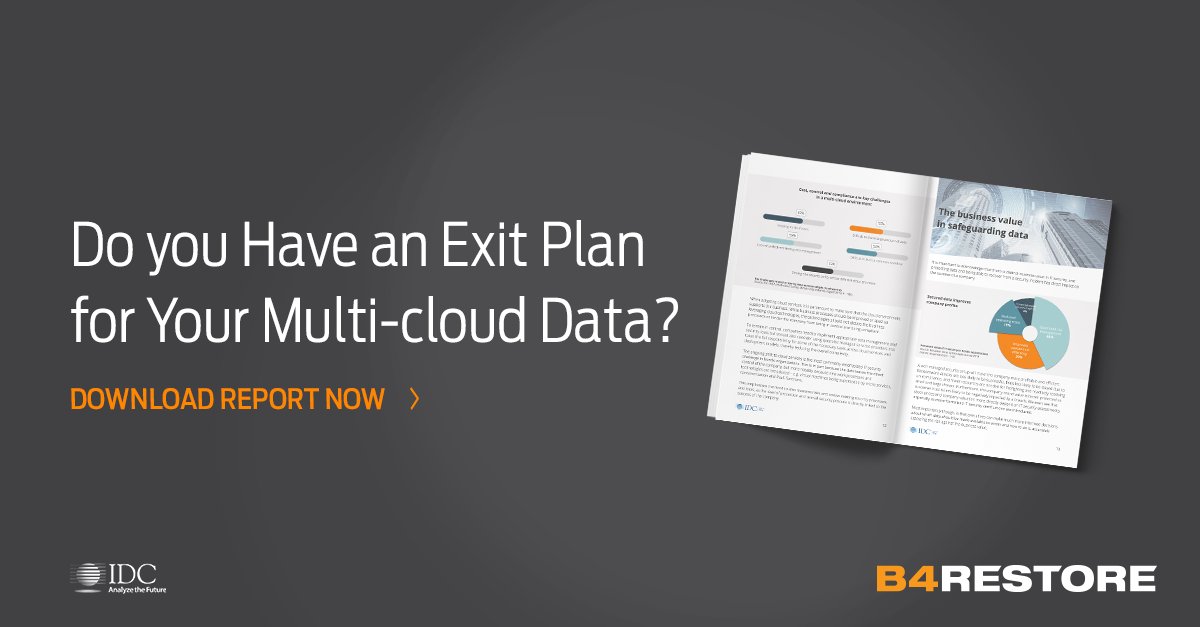 B4Restore's tweet image. Do you have an exit plan for your multi-cloud data? Are you able to migrate from one cloud-service to another, or back on-prem? New report from IDC Nordic addresses the key challenges in multi-cloud. Download now: b4restore.com/report
#multiclouddata #exitstrategy